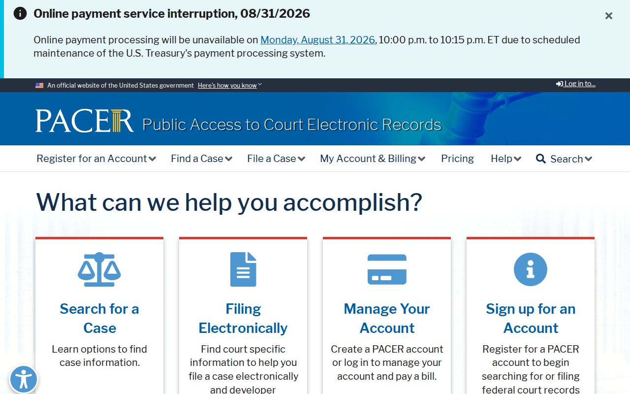 Meigs County case search PACER federal docket context
