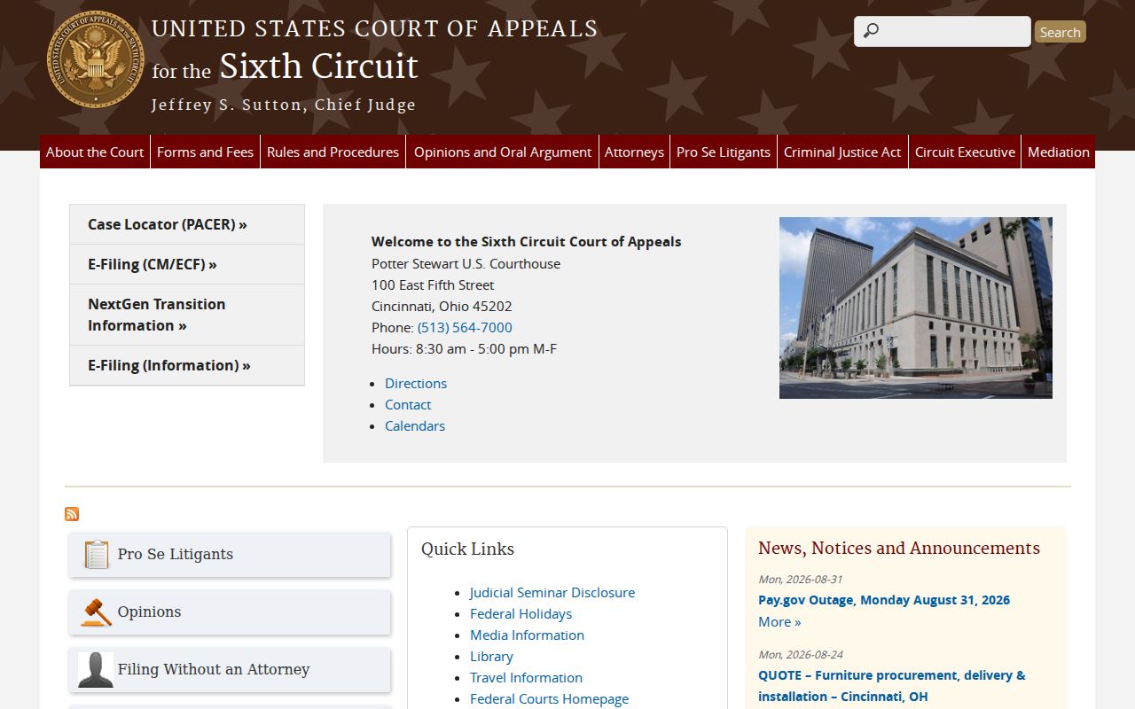 Meigs County case search Sixth Circuit federal appeal context