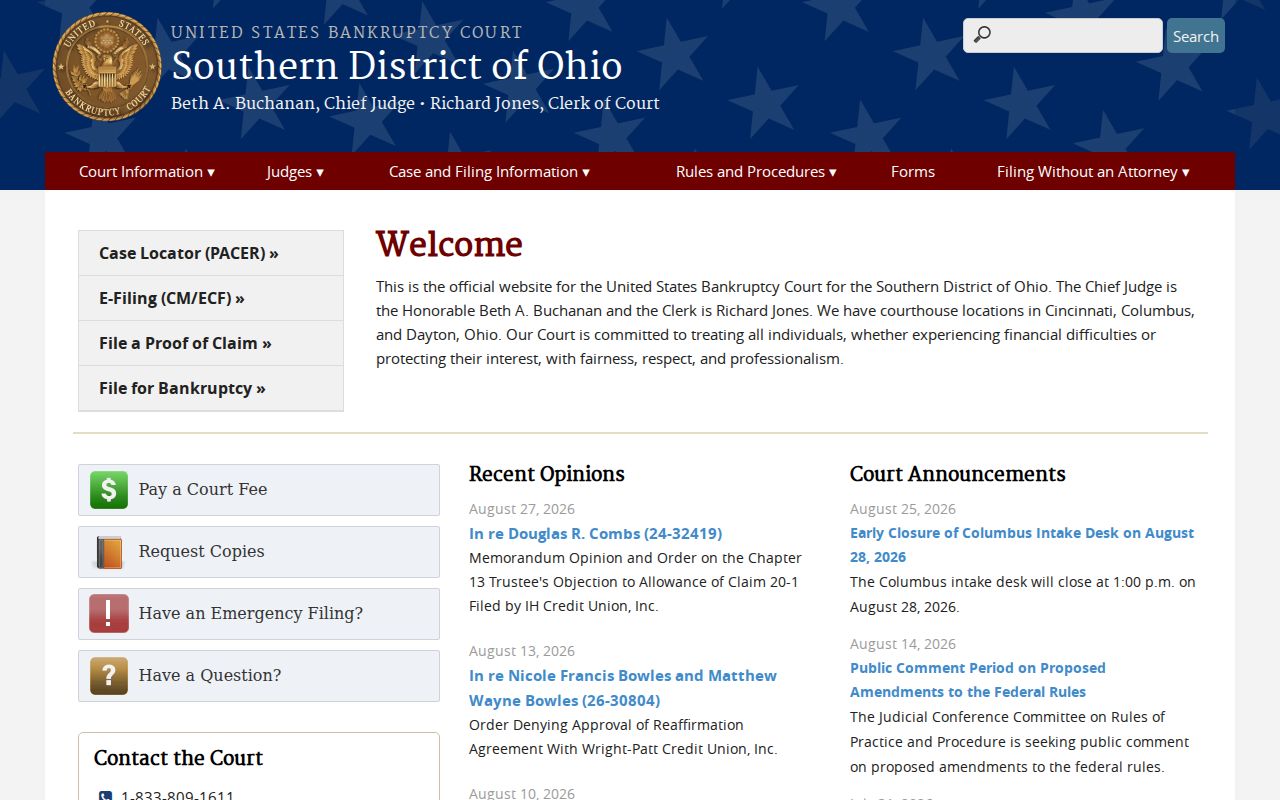 Meigs County case search Southern District of Ohio Bankruptcy Court context