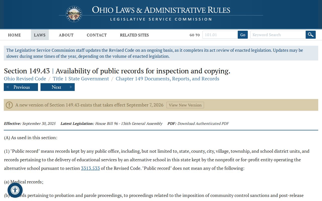 Meigs County court records and Ohio public records law