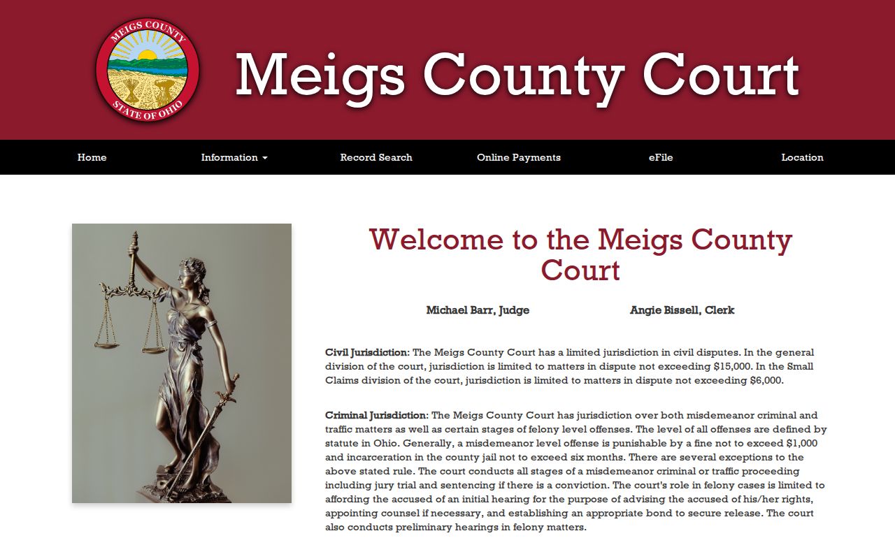 Meigs County court docket County Court official access page
