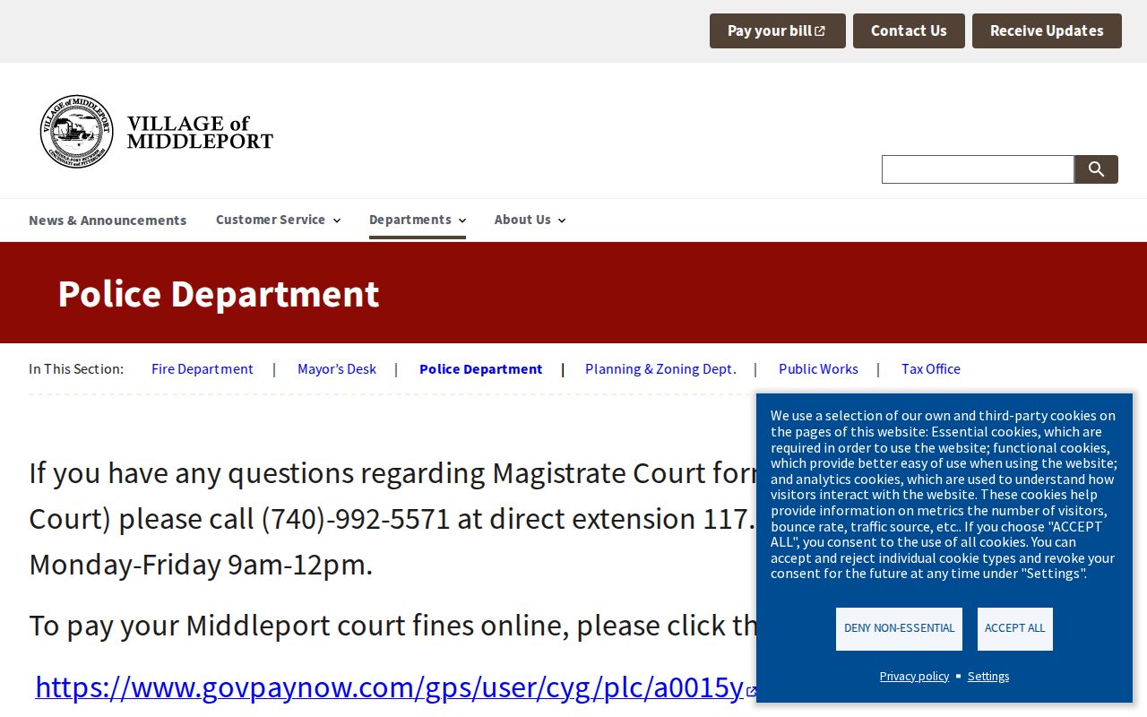Meigs County traffic court record Middleport Magistrate Court information