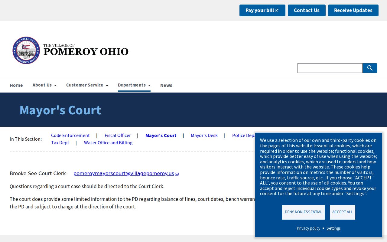 Meigs County traffic court record Pomeroy Mayor's Court information
